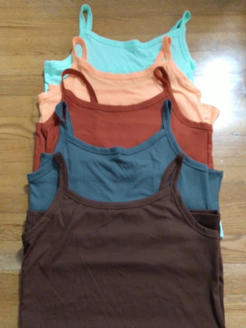 No Boundaries Women's Spaghetti Strap Tank Tops - Mint, Peach, Rust, Teal, Brown